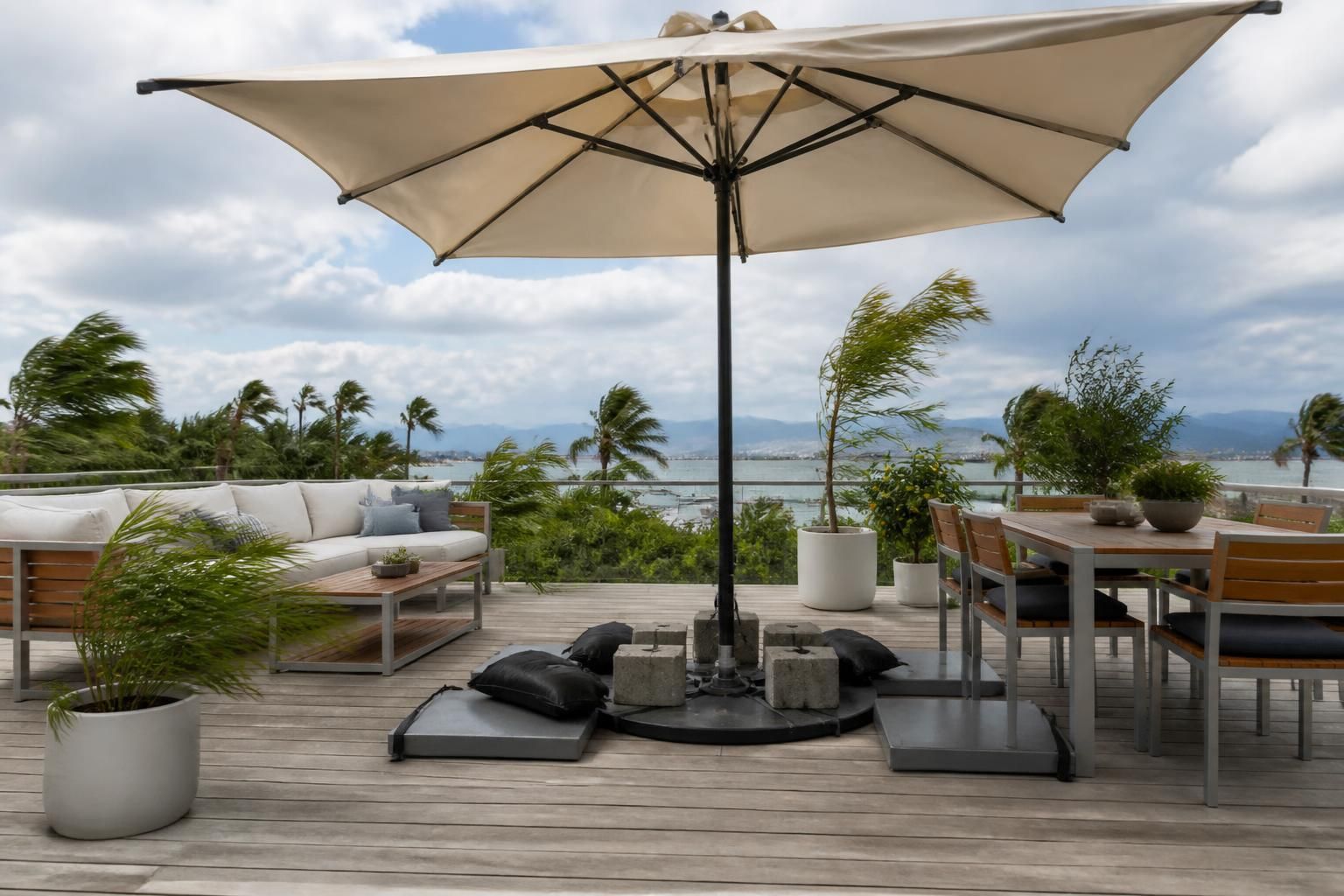 découvrez les meilleures solutions de lestage pour parasols de terrasse confrontés aux vents forts, afin d'assurer une stabilité optimale et profiter pleinement de vos moments en extérieur.