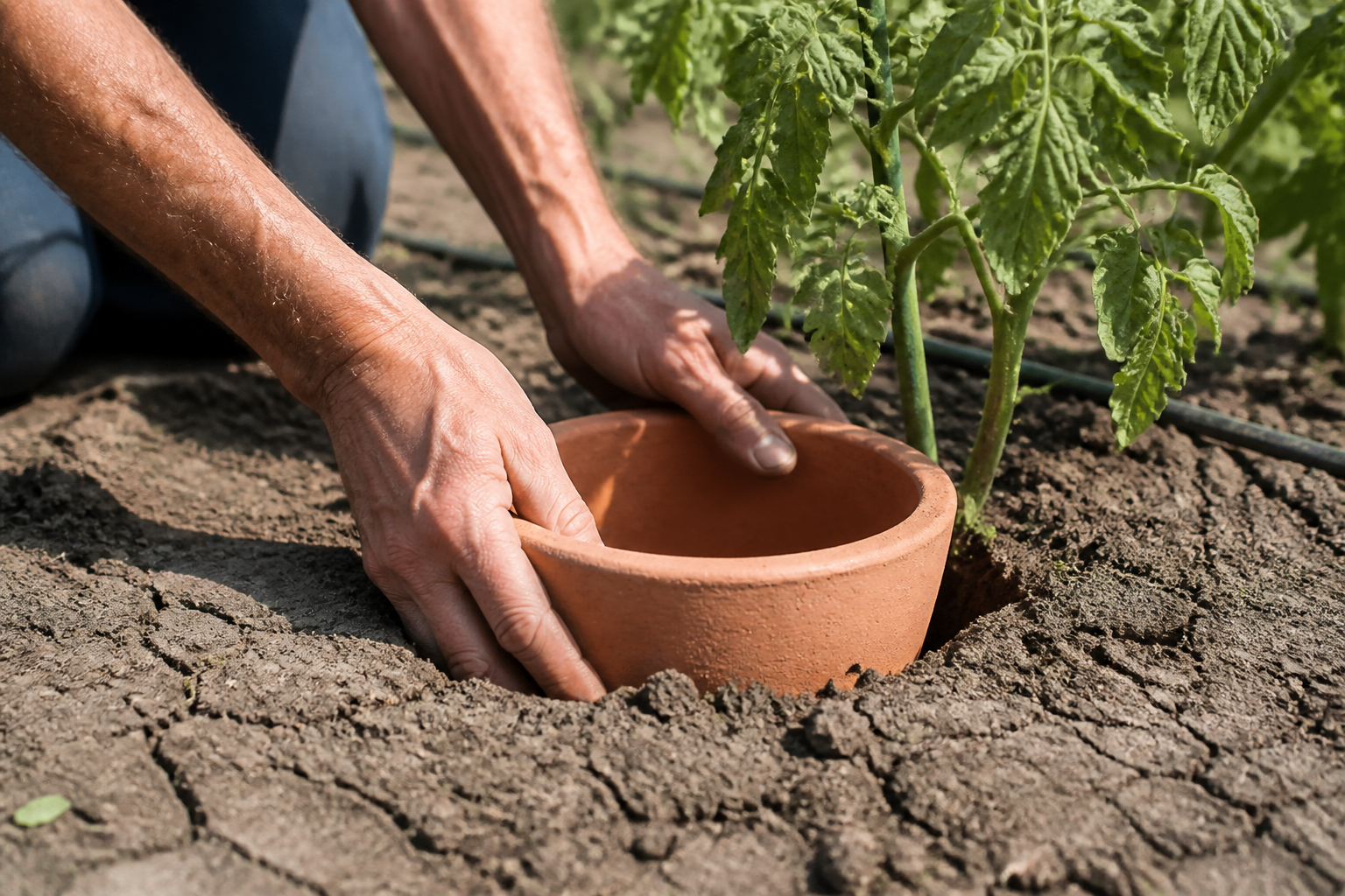Le pot en terre enterré : l'astuce qui réduit l'arrosage des tomates