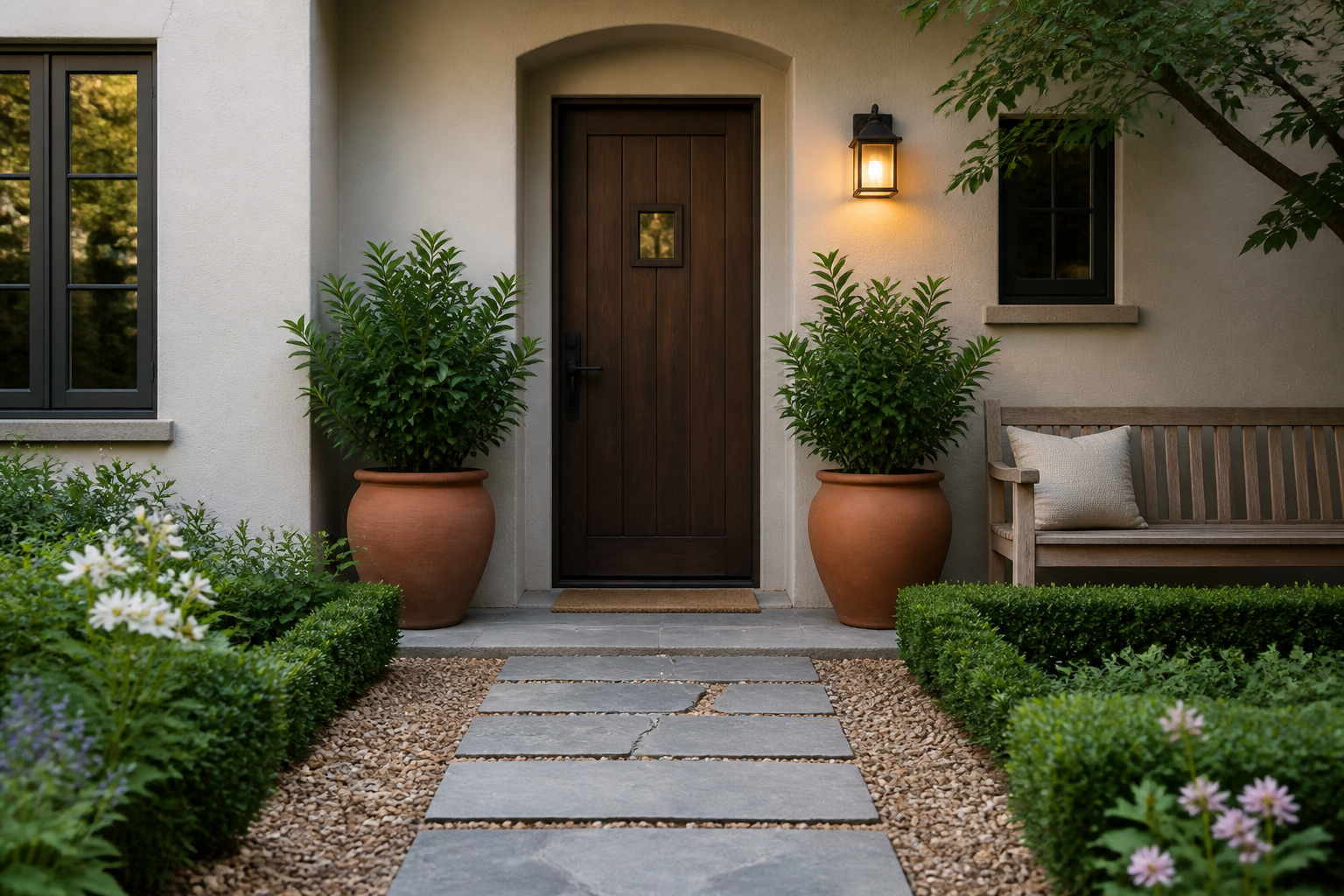 Aménagement extérieur devant maison : idées simples pour valoriser l’entrée