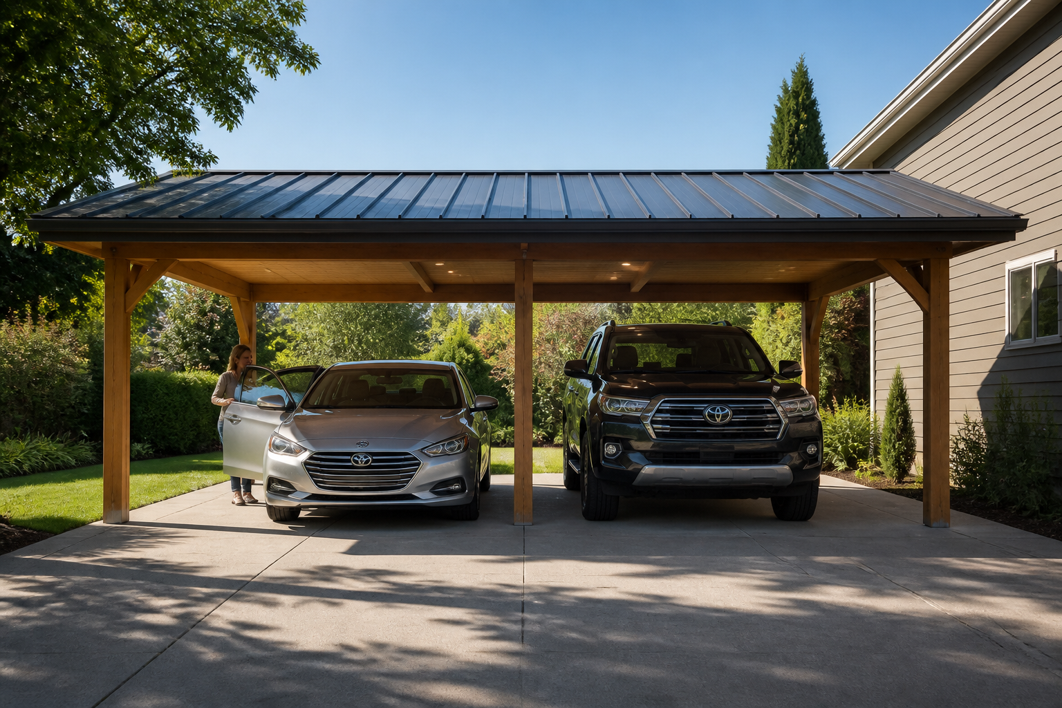 Carport double : dimensions, réglementation et points à anticiper