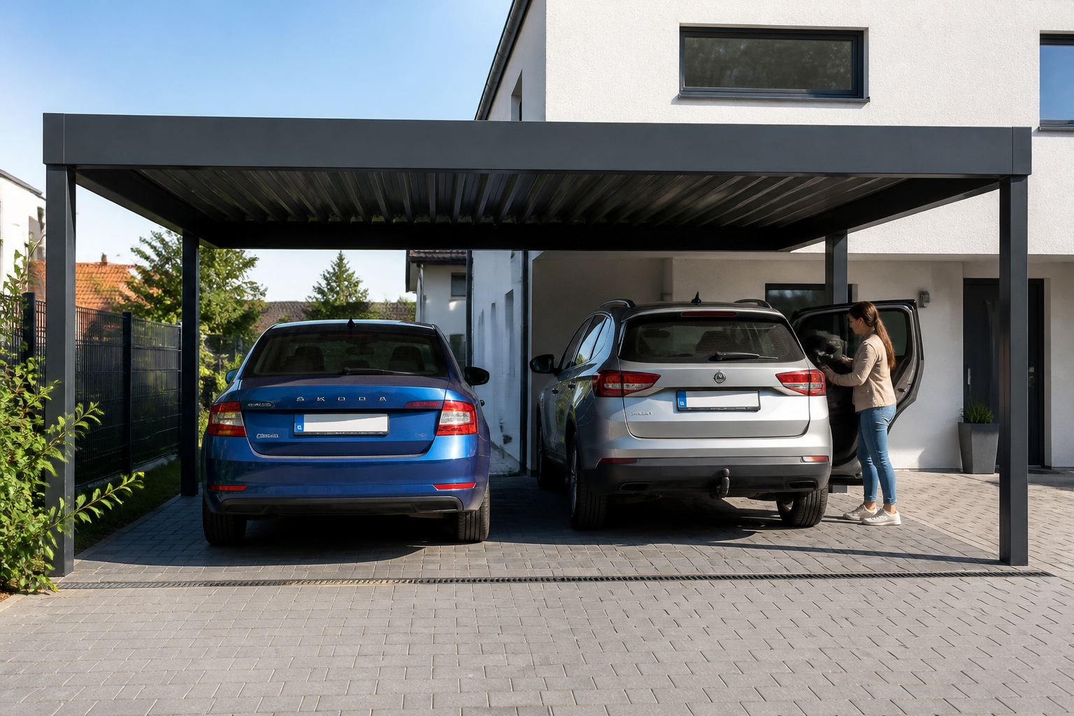 Carport double : dimensions, réglementation et points à anticiper