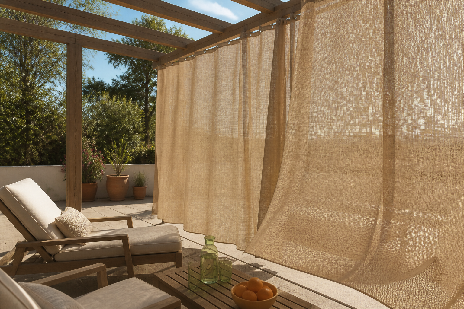Rideaux pour pergola : comment gagner en ombre sans étouffer la terrasse